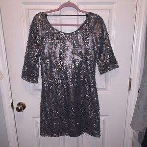 Silver Sequin Mini-dress With Open Back Detail